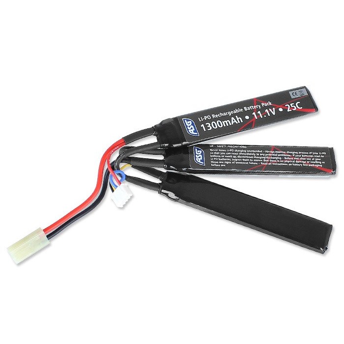ASG - Batterie LiPo 7,4v 1300mAh 25C, Tamiya pour Airsoft - Safe